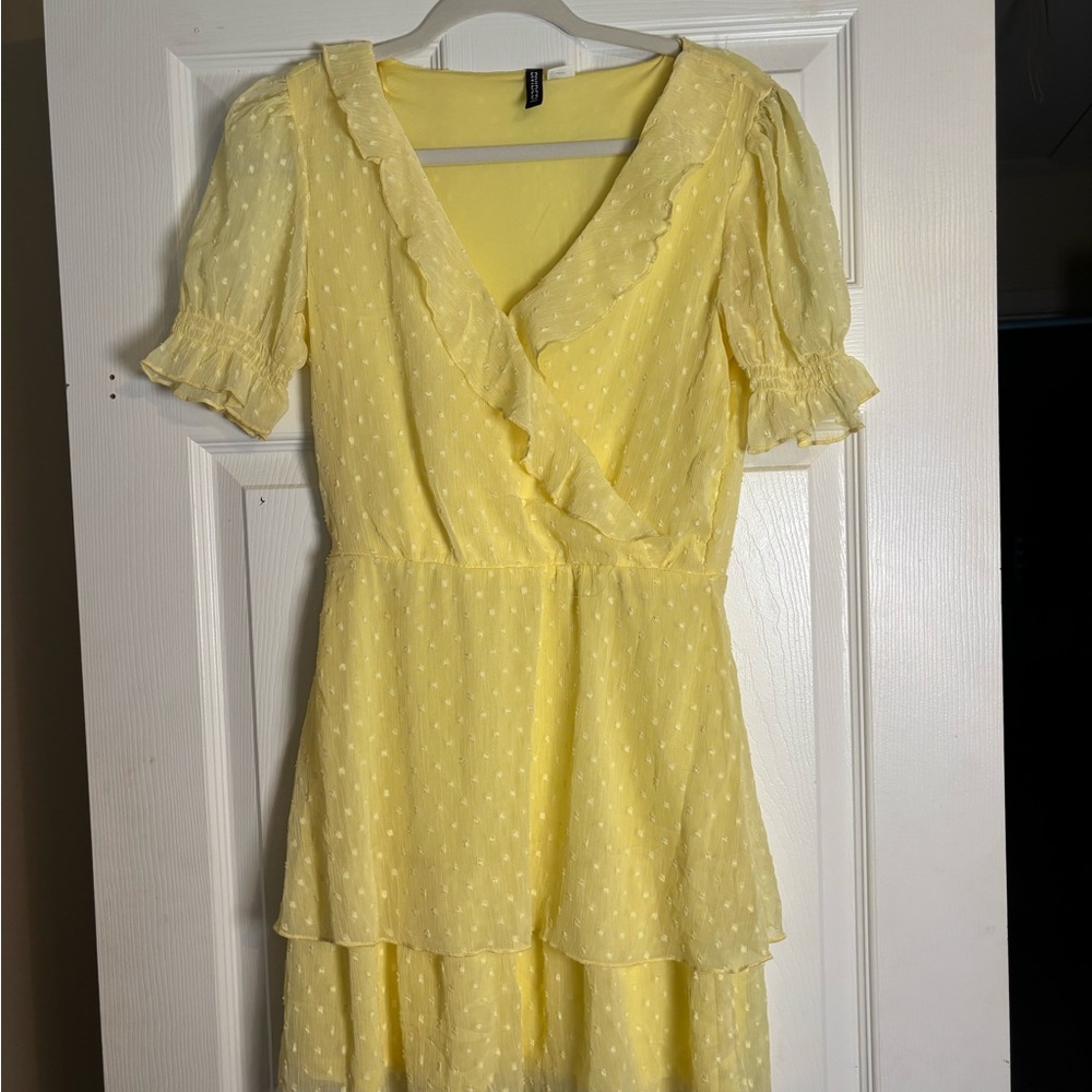 H&M Yellow Polka Dot Midi Dress